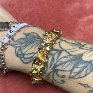 Amber Sceats 24 Karat Crushed Gold Emery Cuff Bracelet, NWT, One Size, MSRP $178